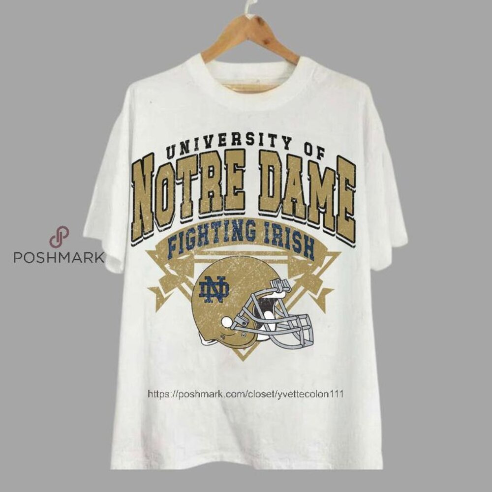 white Notre Dame Fighting Irish Vintage Football NCAA shirt Tees uni